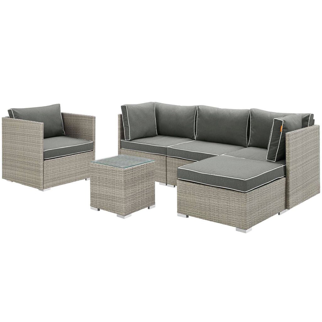 Repose 6 Piece Outdoor Patio Sectional Set in Light Gray Charcoal-2