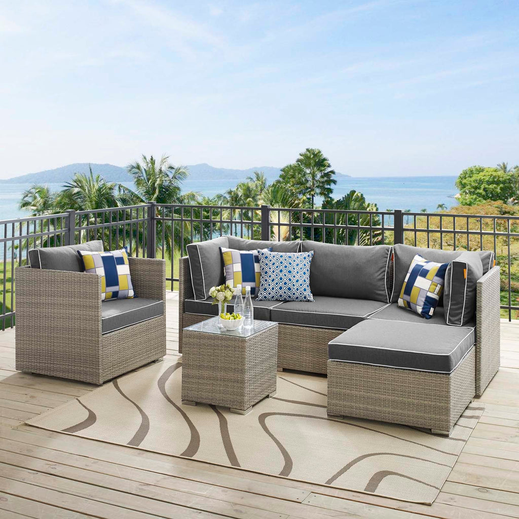 Repose 6 Piece Outdoor Patio Sectional Set in Light Gray Charcoal-2