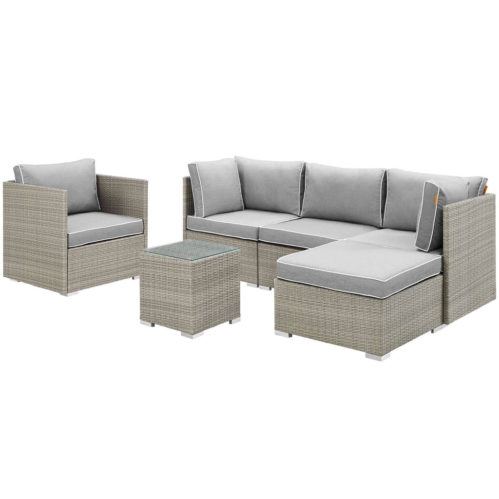 Repose 6 Piece Outdoor Patio Sectional Set in Light Gray Gray-2