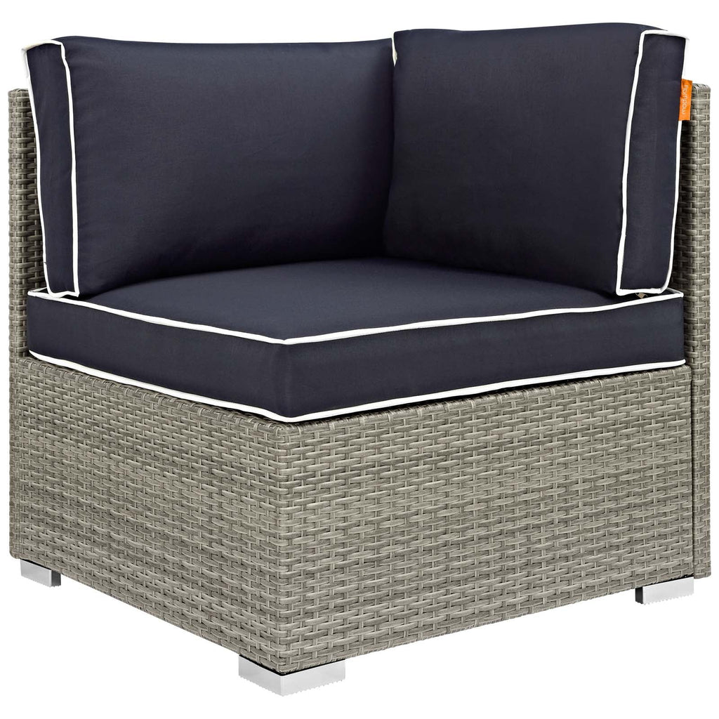 Repose 6 Piece Outdoor Patio Sectional Set in Light Gray Navy-2
