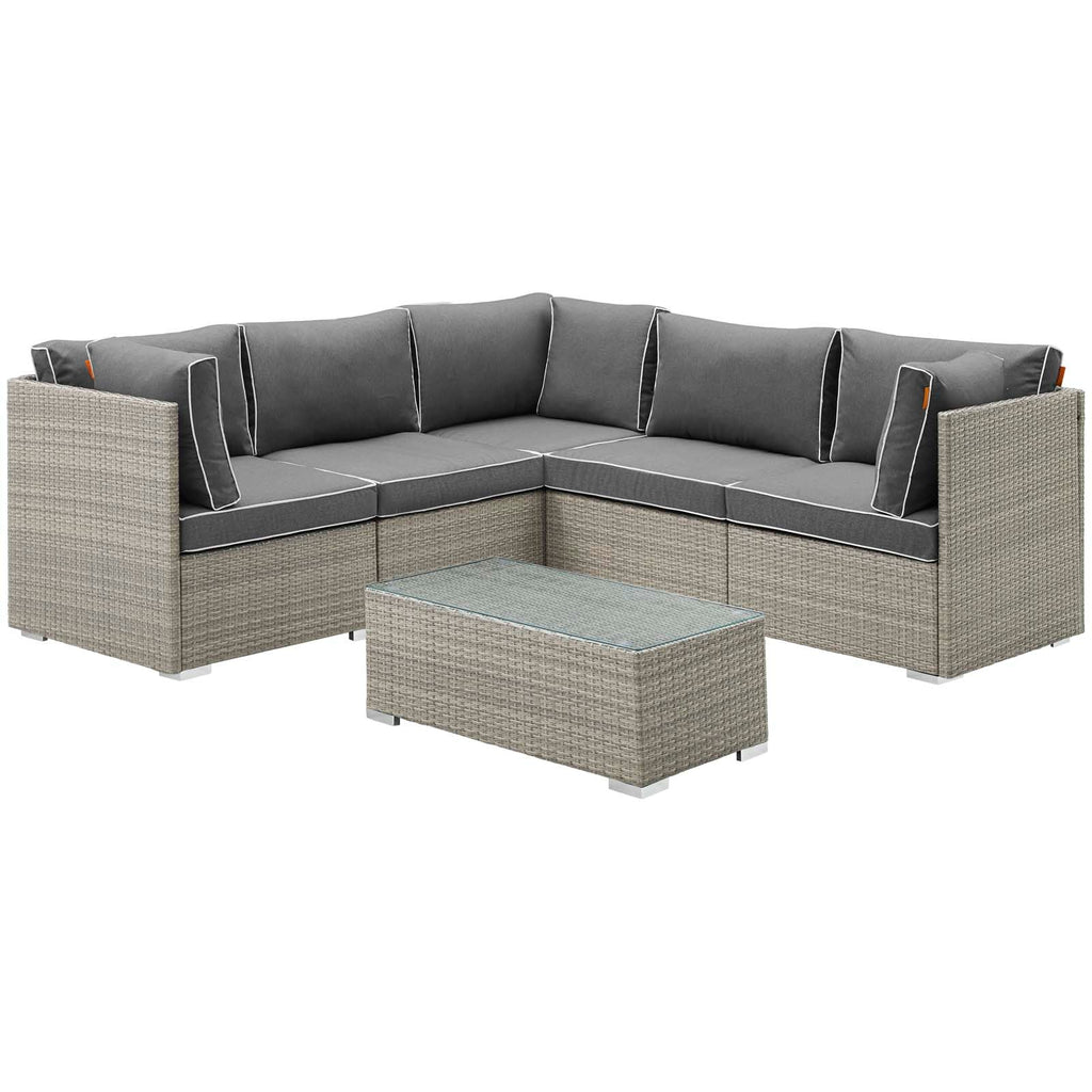 Repose 6 Piece Outdoor Patio Sectional Set in Light Gray Charcoal-1