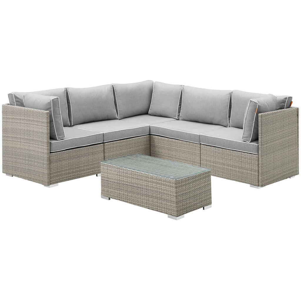 Repose 6 Piece Outdoor Patio Sectional Set in Light Gray Gray-1