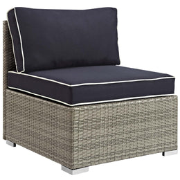 Repose 6 Piece Outdoor Patio Sectional Set in Light Gray Navy-1