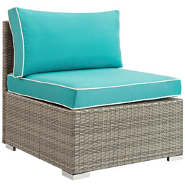 Repose 6 Piece Outdoor Patio Sectional Set in Light Gray Turquoise-1