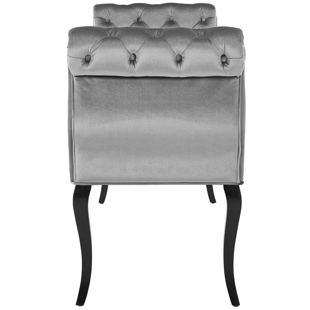 Adelia Chesterfield Style Button Tufted Performance Velvet Bench in Light Gray