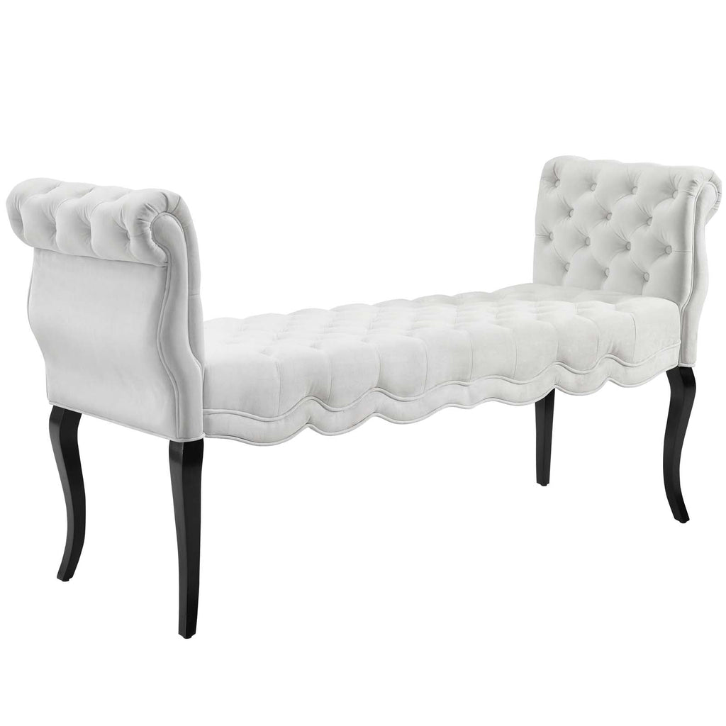 Adelia Chesterfield Style Button Tufted Performance Velvet Bench in White