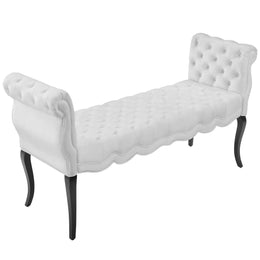 Adelia Chesterfield Style Button Tufted Performance Velvet Bench in White