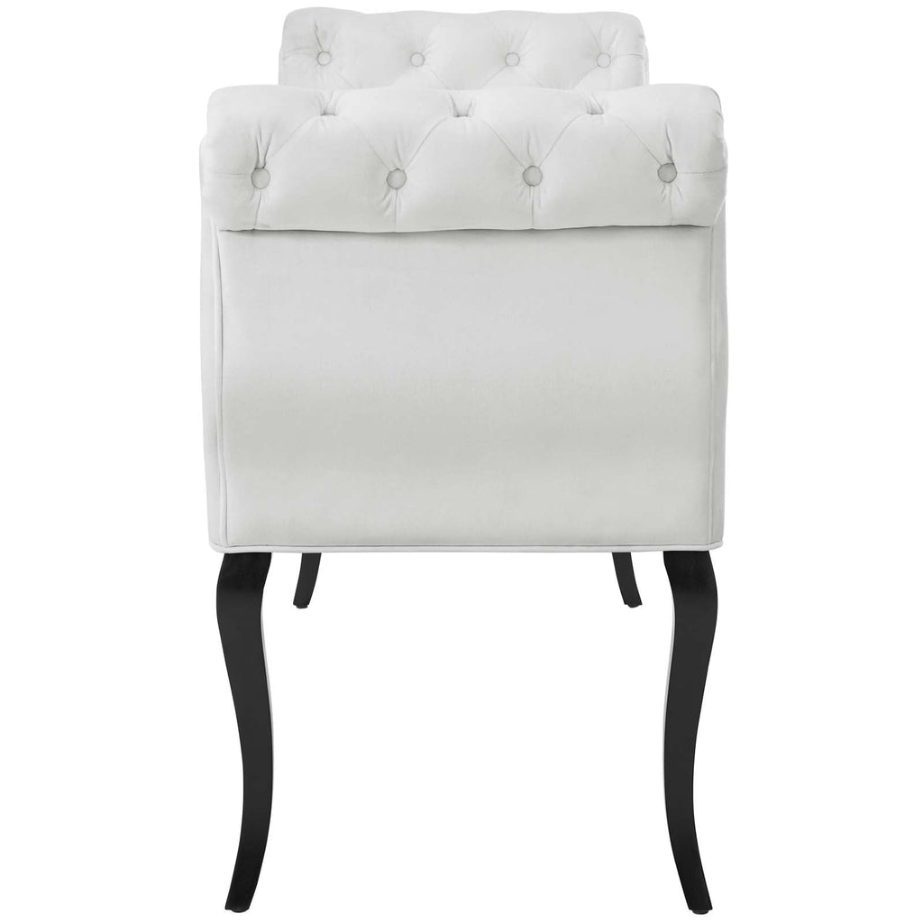 Adelia Chesterfield Style Button Tufted Performance Velvet Bench in White