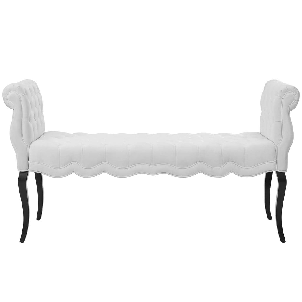 Adelia Chesterfield Style Button Tufted Performance Velvet Bench in White