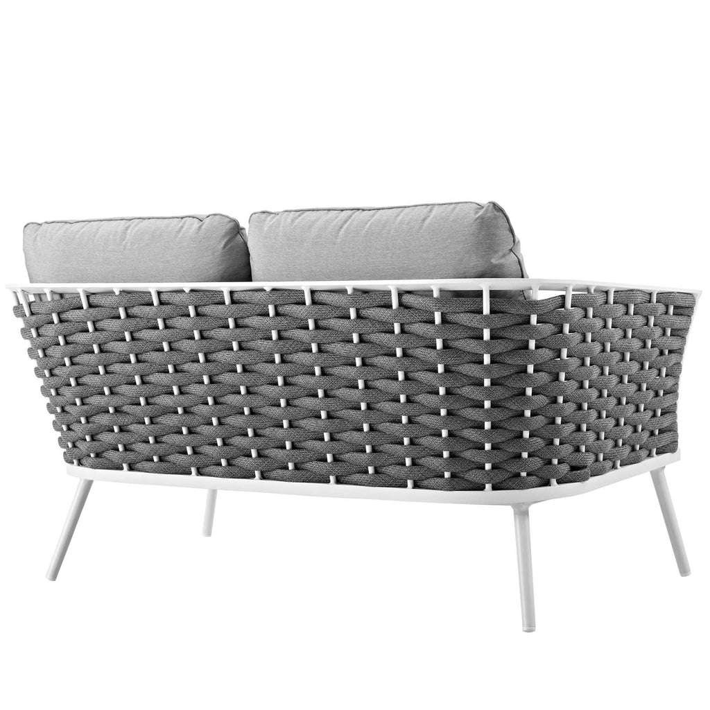 Stance Outdoor Patio Aluminum Loveseat in White Gray