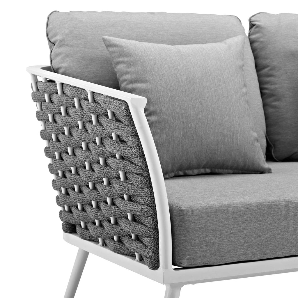 Stance Outdoor Patio Aluminum Loveseat in White Gray