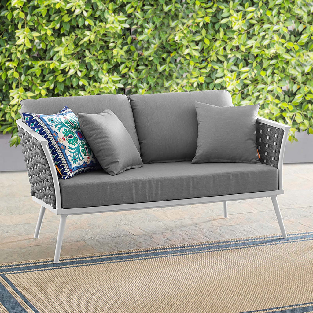 Stance Outdoor Patio Aluminum Loveseat in White Gray