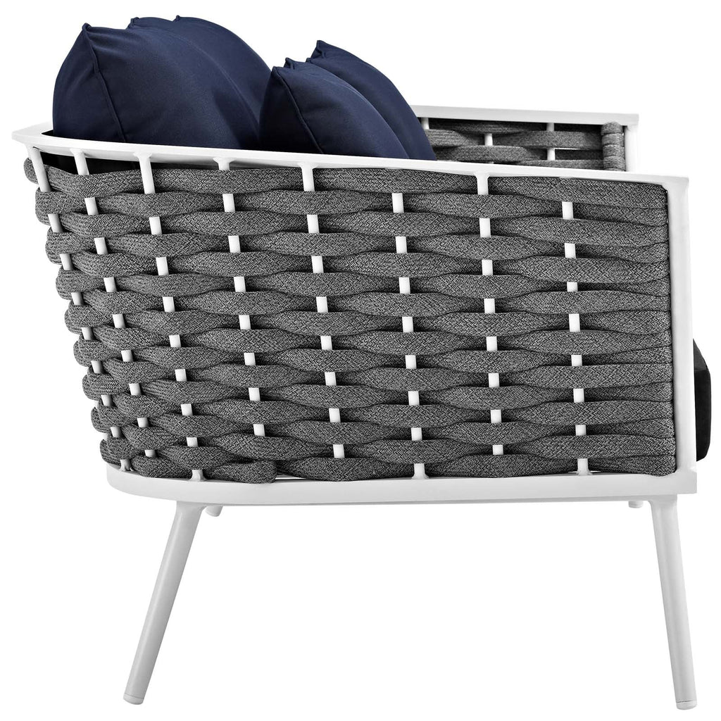 Stance Outdoor Patio Aluminum Loveseat in White Navy