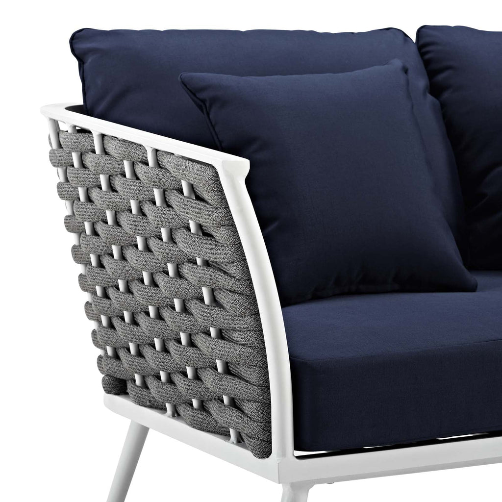 Stance Outdoor Patio Aluminum Loveseat in White Navy