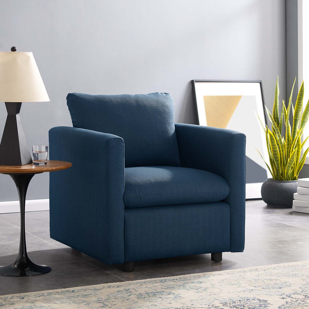 Activate Upholstered Fabric Armchair in Azure