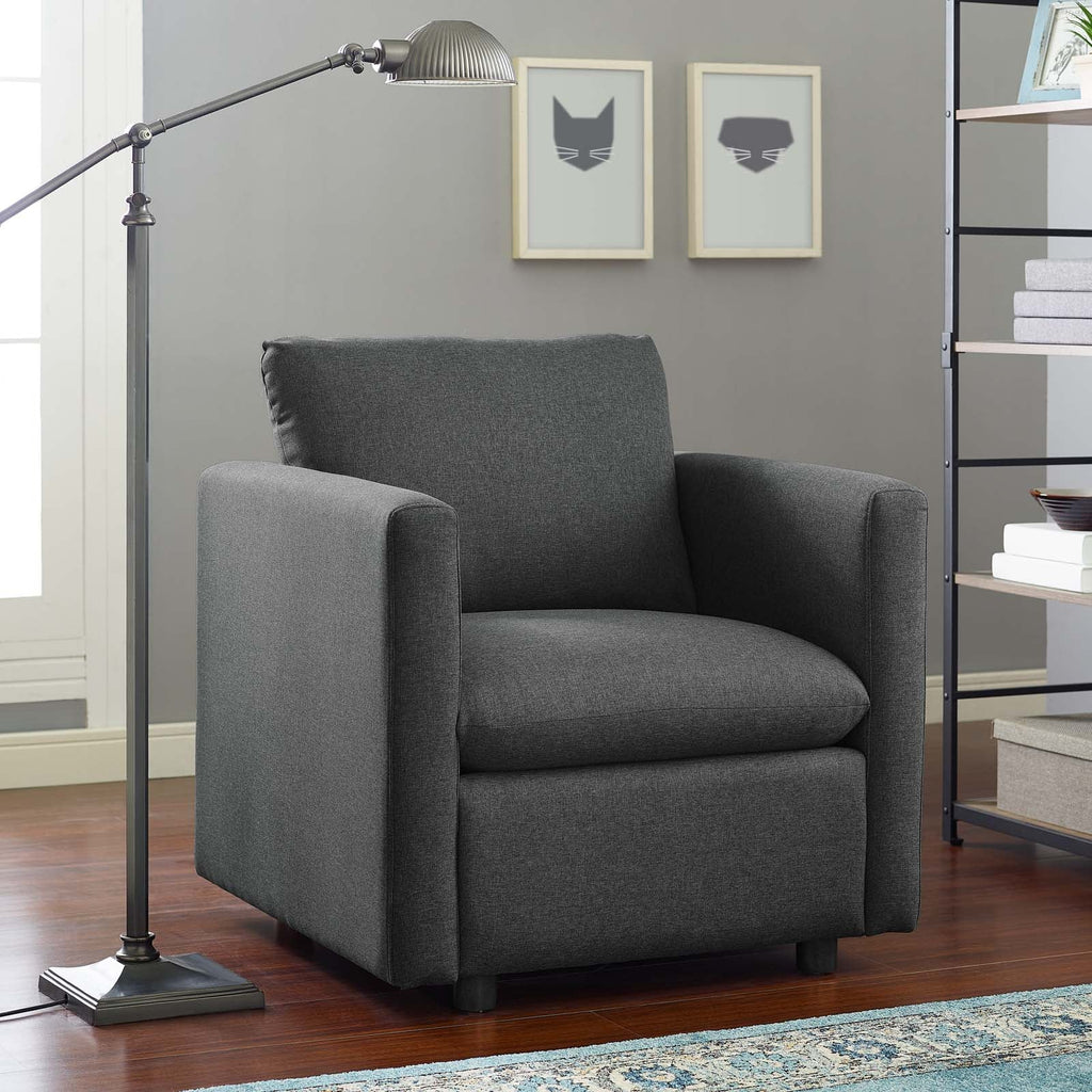 Activate Upholstered Fabric Armchair in Gray