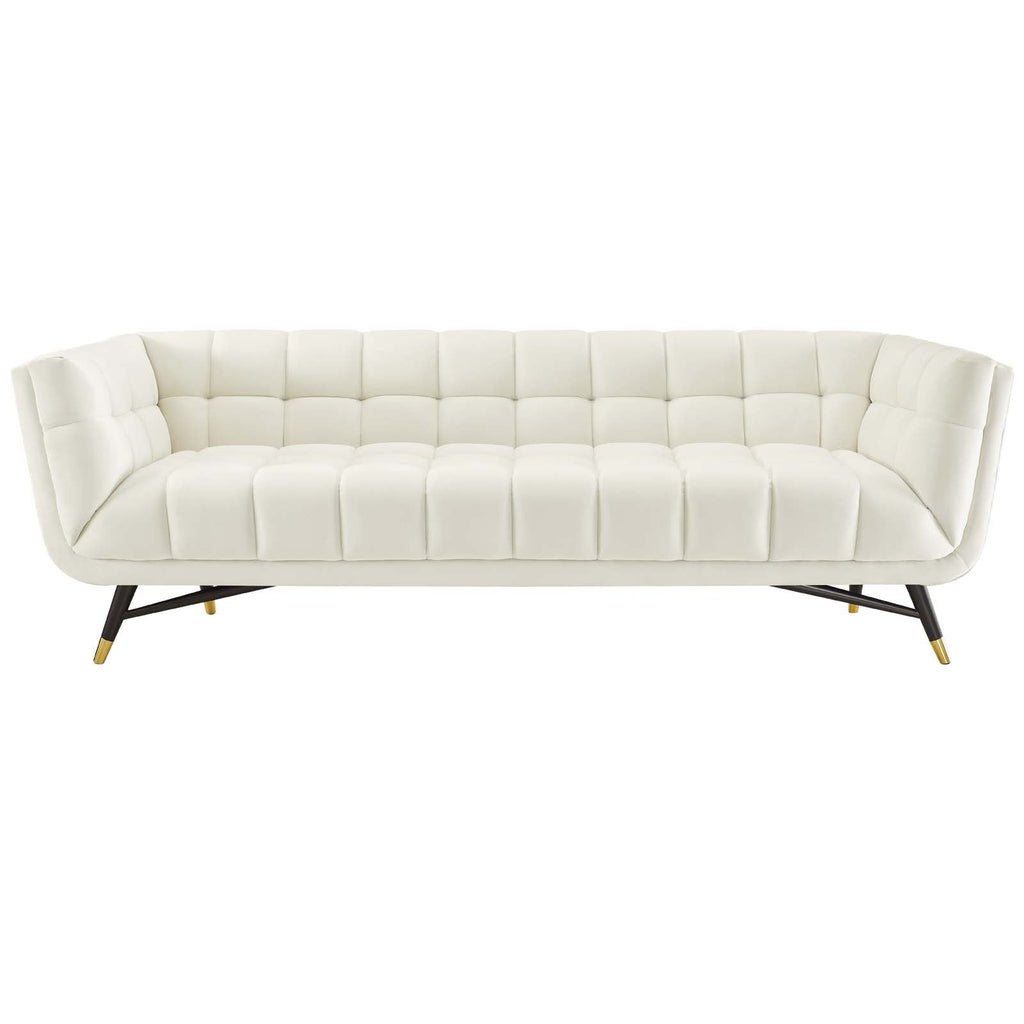 Adept Performance Velvet Sofa in Ivory