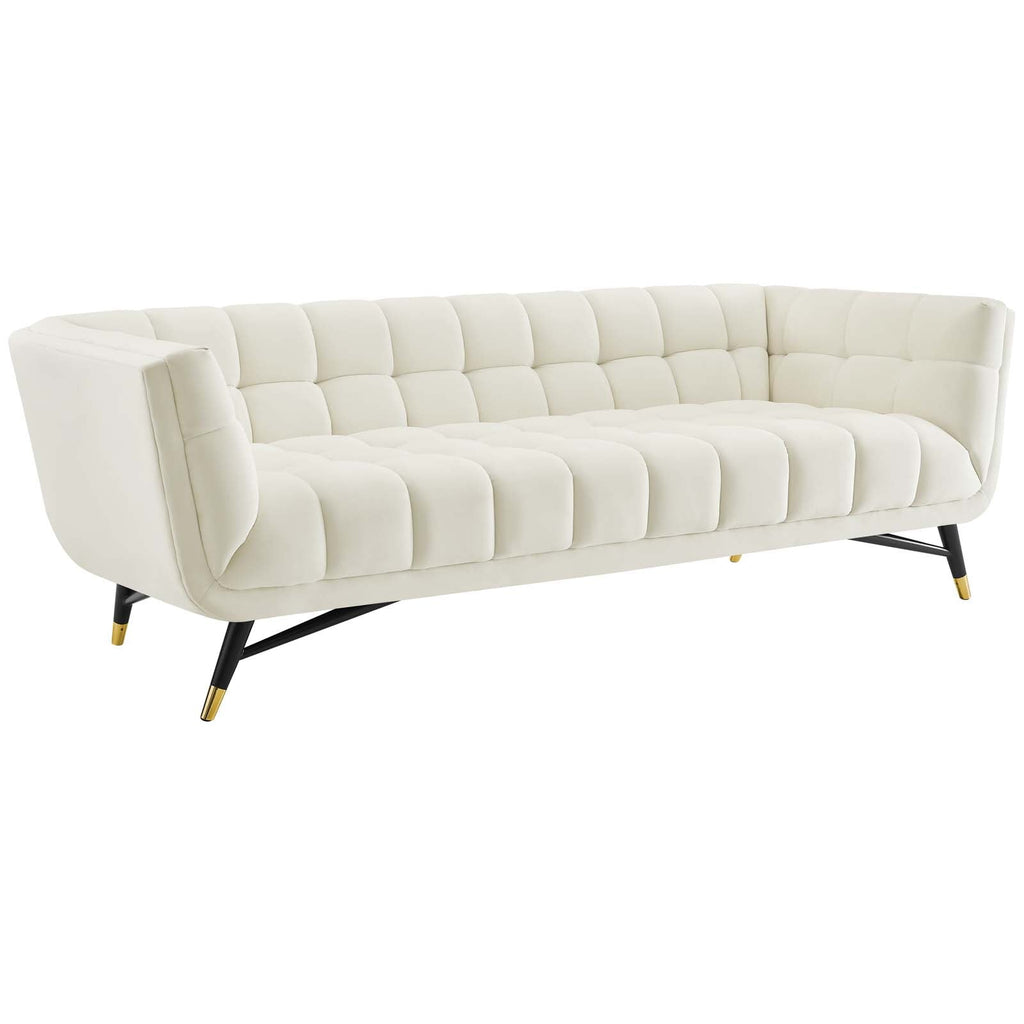 Adept Performance Velvet Sofa in Ivory