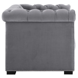 Heritage Performance Velvet Armchair in Gray