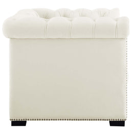 Heritage Performance Velvet Armchair in Ivory