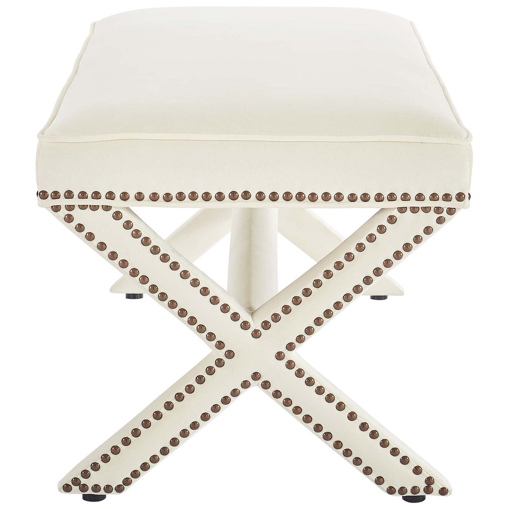 Rivet Performance Velvet Bench in Ivory