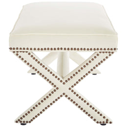 Rivet Performance Velvet Bench in Ivory