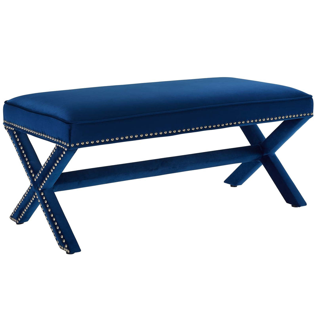 Rivet Performance Velvet Bench in Navy