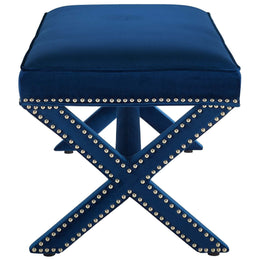 Rivet Performance Velvet Bench in Navy