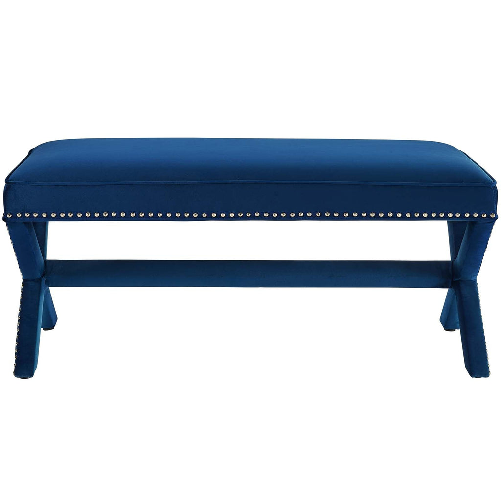 Rivet Performance Velvet Bench in Navy