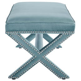 Rivet Performance Velvet Bench in Sea Blue