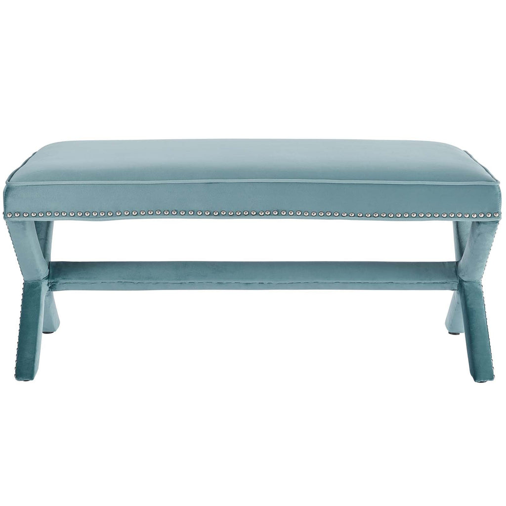 Rivet Performance Velvet Bench in Sea Blue