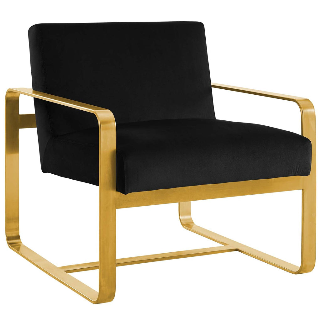 Astute Performance Velvet Armchair in Black