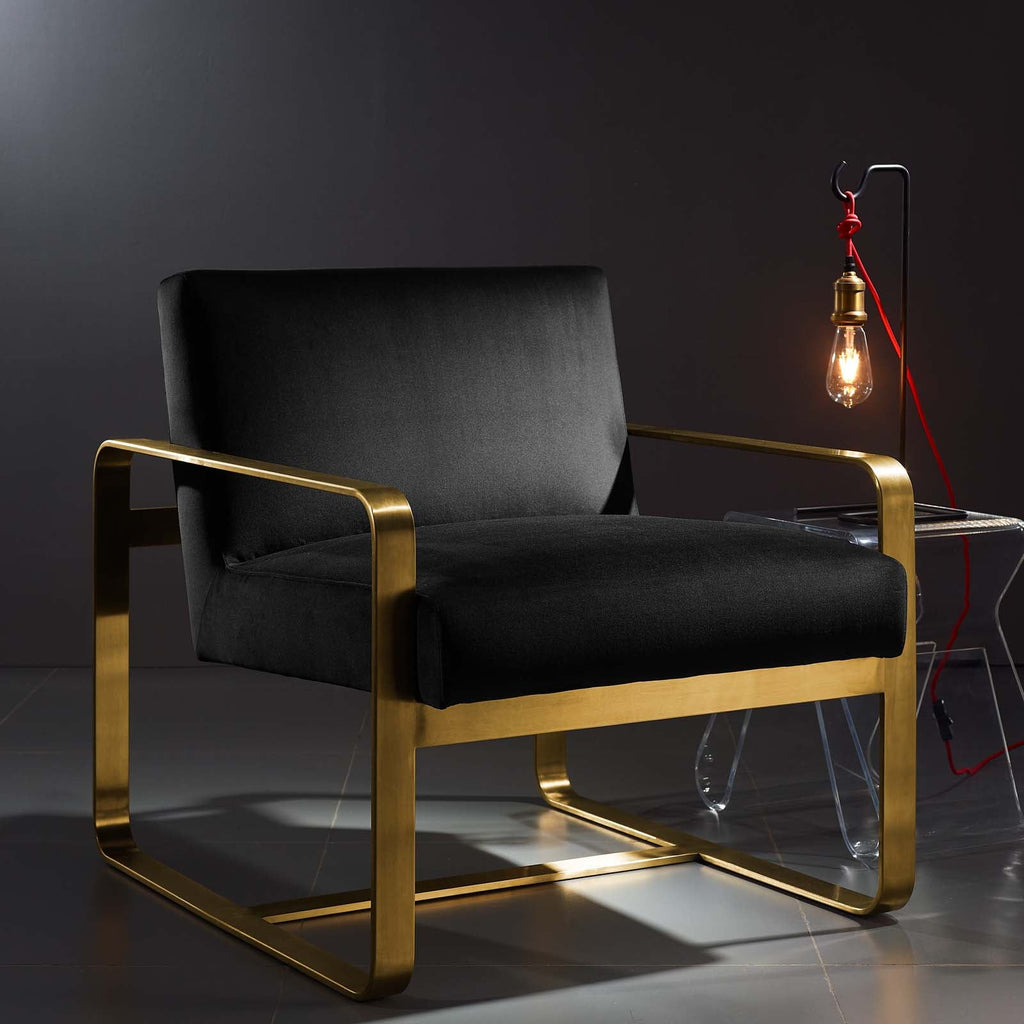 Astute Performance Velvet Armchair in Black