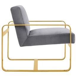 Astute Performance Velvet Armchair in Gray