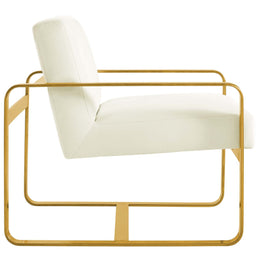 Astute Performance Velvet Armchair in Ivory