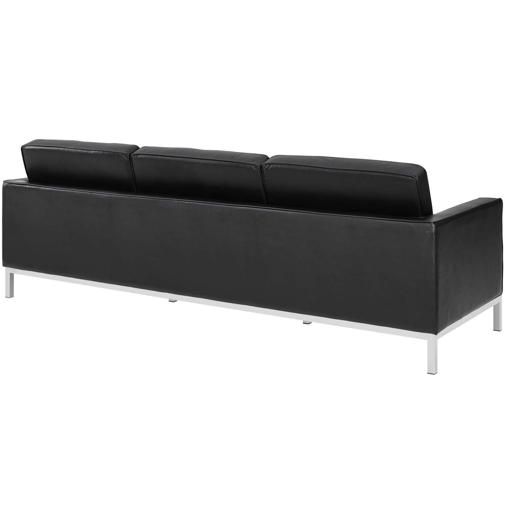 Loft 3 Piece Leather Sofa and Armchair Set in Black