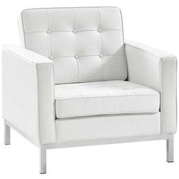Loft 3 Piece Leather Sofa and Armchair Set in Cream White