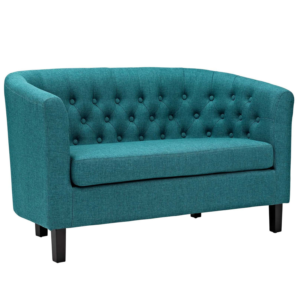 Prospect 3 Piece Upholstered Fabric Loveseat and Armchair Set in Teal