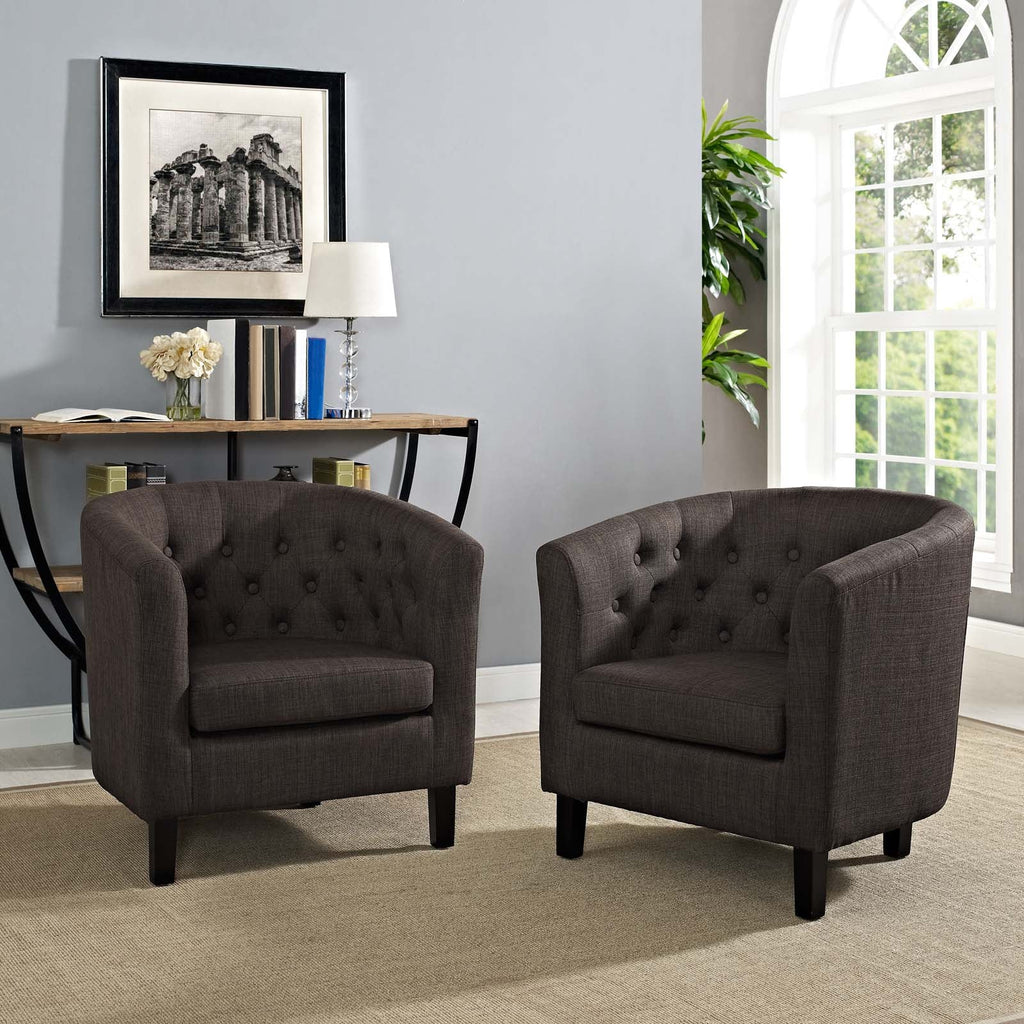 Prospect 2 Piece Upholstered Fabric Armchair Set in Brown
