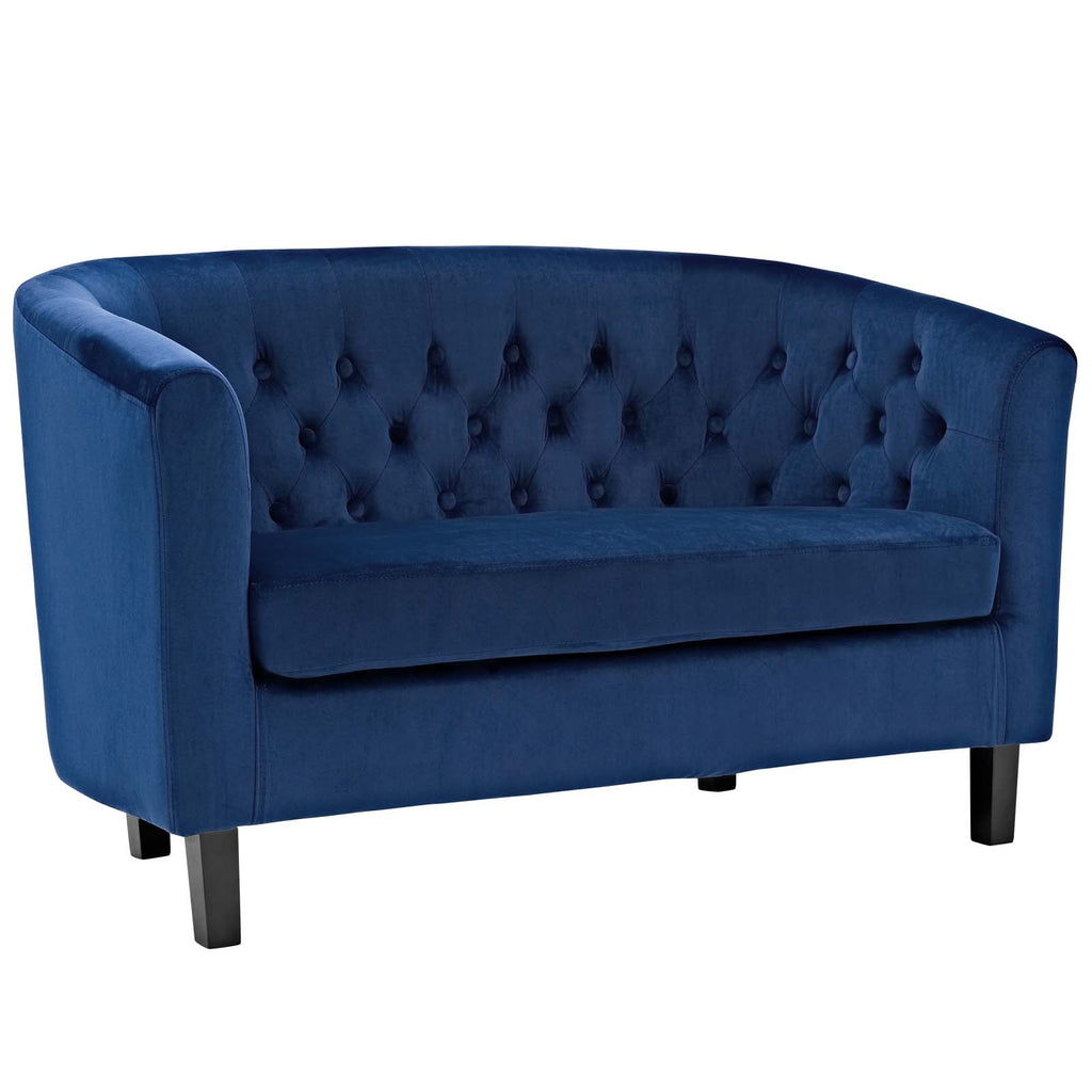 Prospect 2 Piece Performance Velvet Loveseat and Armchair Set in Navy