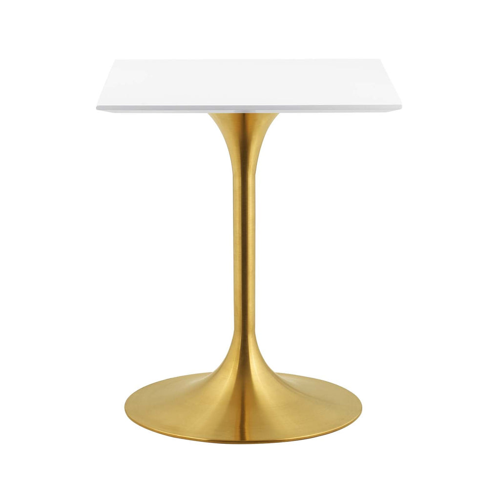 Lippa 24" Square Wood Top Dining Table in Gold White