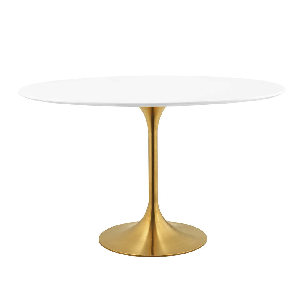 Lippa 48" Oval Wood Dining Table in Gold White