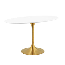 Lippa 48" Oval Wood Dining Table in Gold White