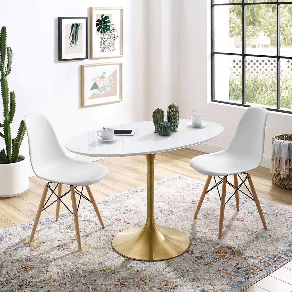 Lippa 48" Oval Wood Dining Table in Gold White