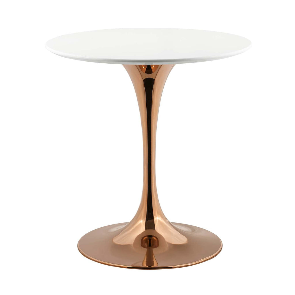 Lippa 28" Round Wood Top Dining Table in Rose White