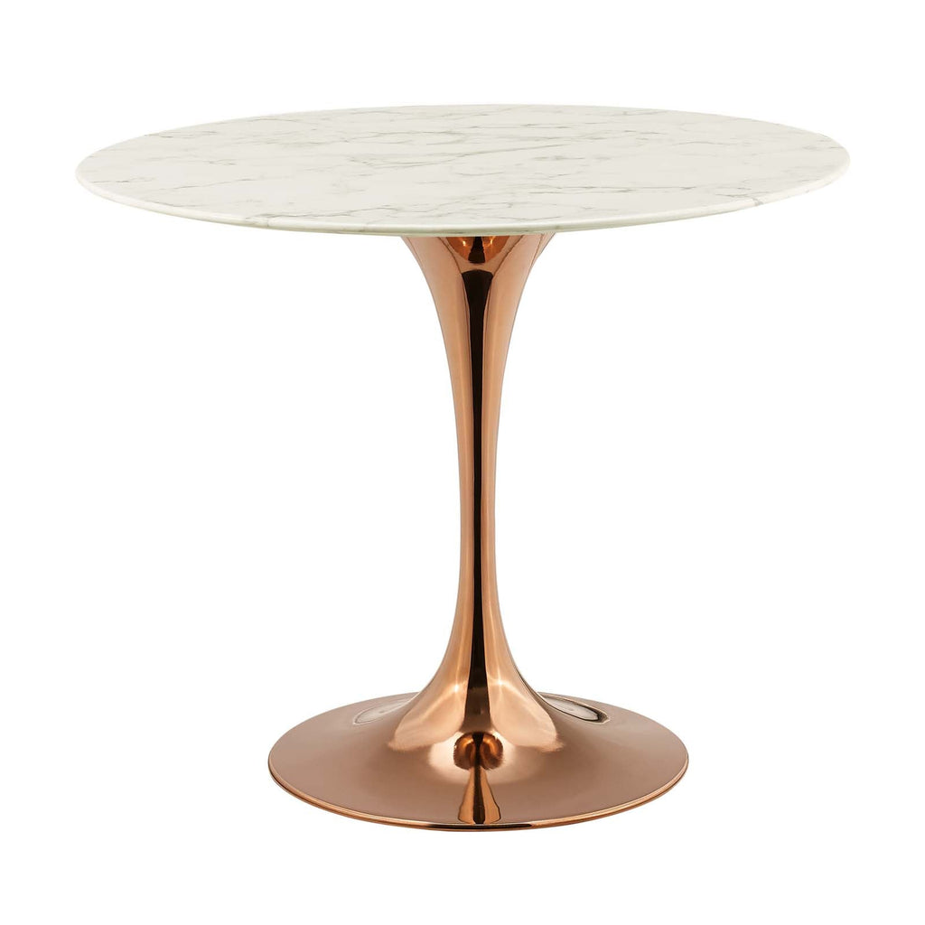 Lippa 36" Round Artificial Marble Dining Table in Rose White