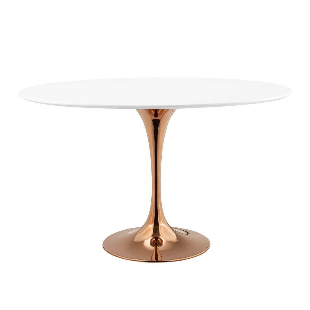 Lippa 48" Oval Wood Dining Table in Rose White