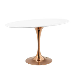 Lippa 48" Oval Wood Dining Table in Rose White