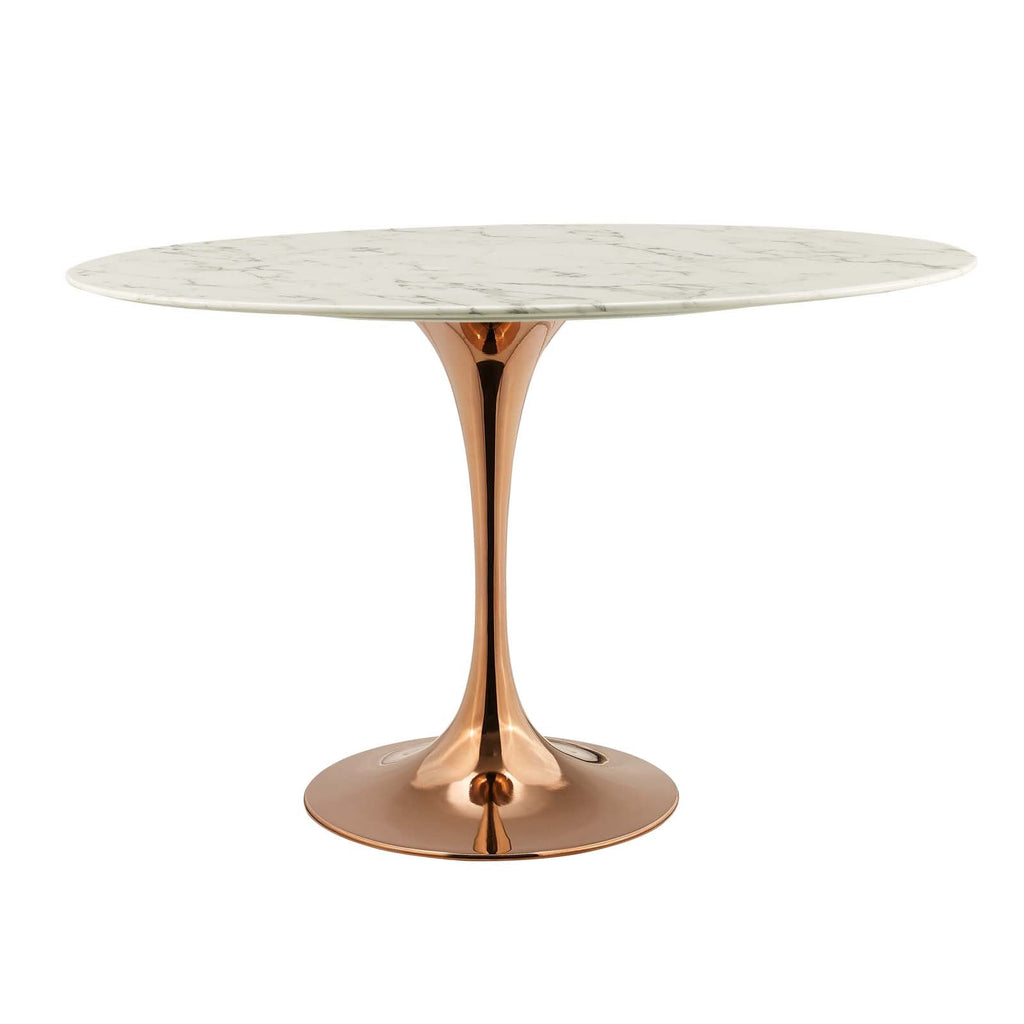 Lippa 48" Oval Artificial Marble Dining Table in Rose White