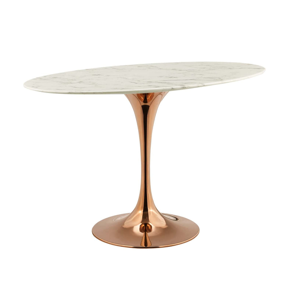 Lippa 48" Oval Artificial Marble Dining Table in Rose White